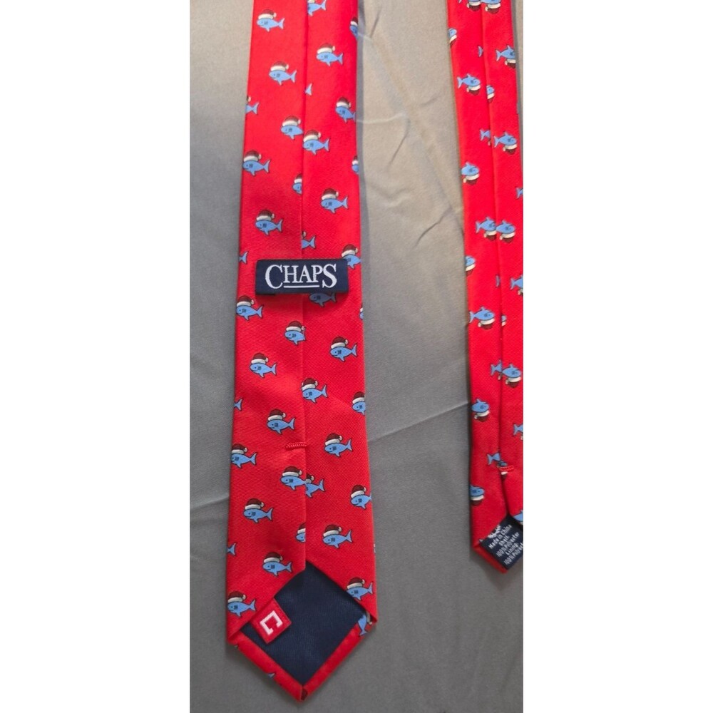 Chaps Boys Shark With Santa Hat Tie Length 50" Width 2.5"